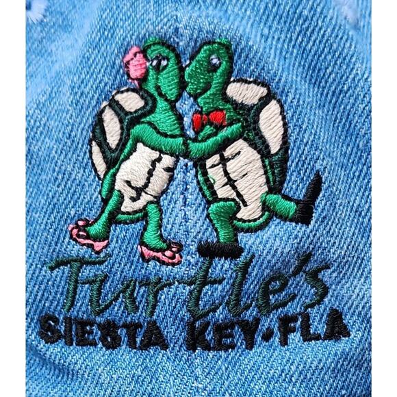 Vintage Turtle's in Love Denim Hat Cap Siesta Key Florida Adjustable Embroidered - Picture 3 of 7